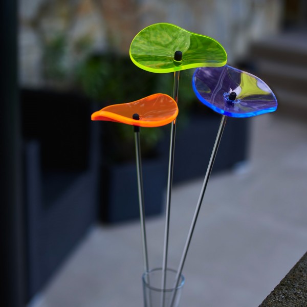 Bouquet Di Acchiappasole Gialli Lucille - 3 Dischi Ondulati Con Stelo, Per Vasi E Fioriere